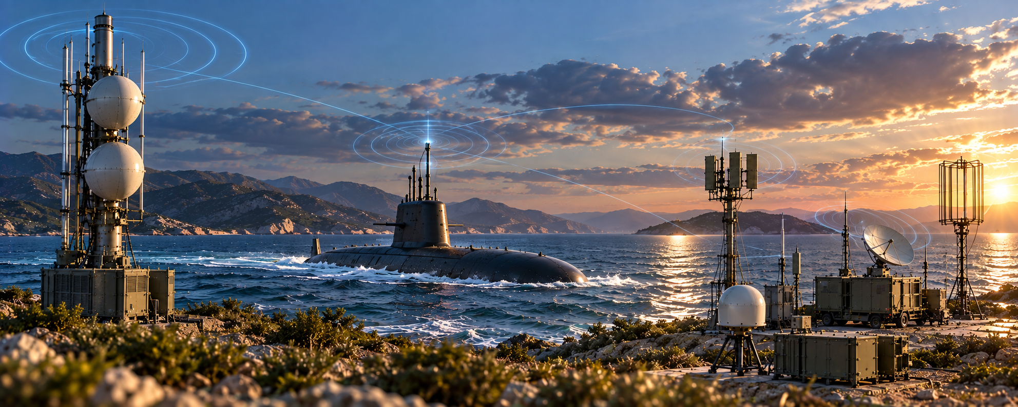 Coastal Signals at Sunset